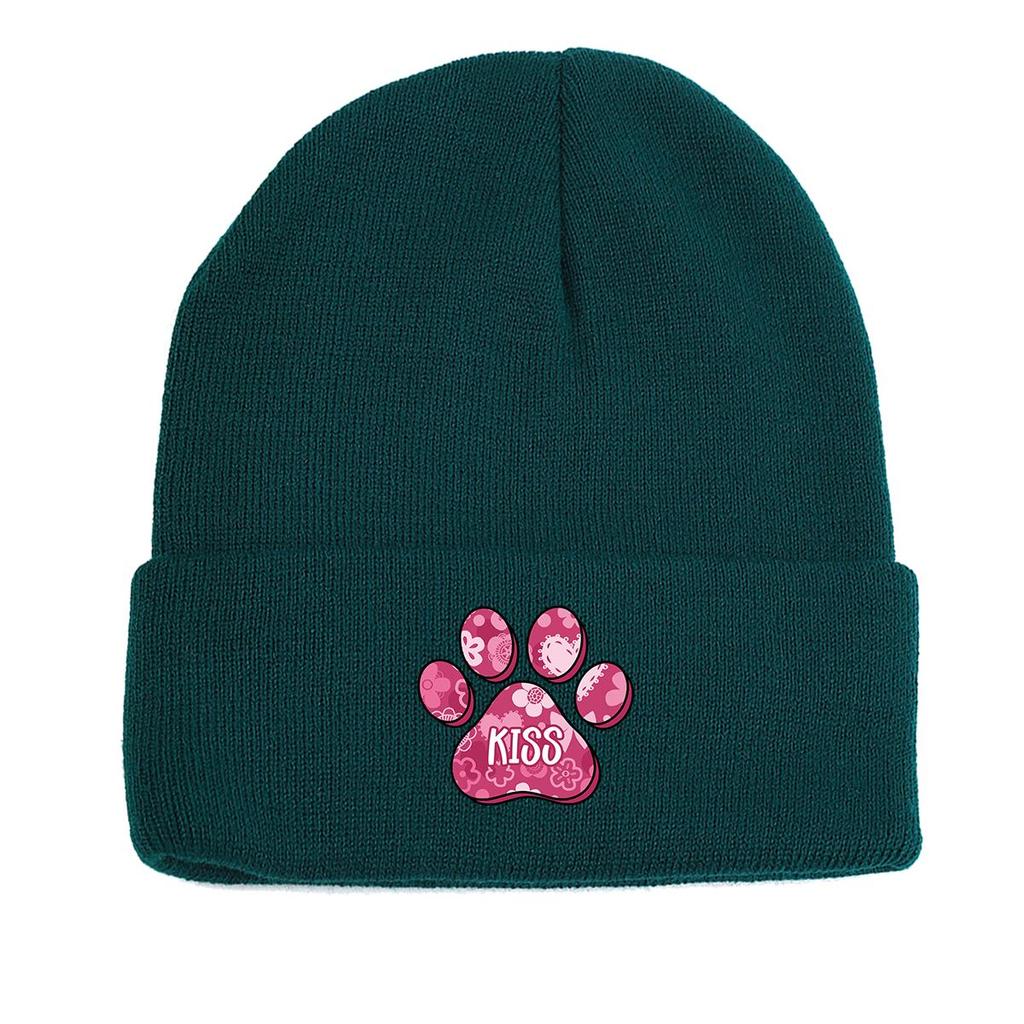 Dog Cat Paw Print Heart Knit Hat Beanie, Valentine's Day "XOXO LOVE KISS", 8 Patterns 10 Color 80 Different Caps, Cozy Stylish Knitted Cap Beanie