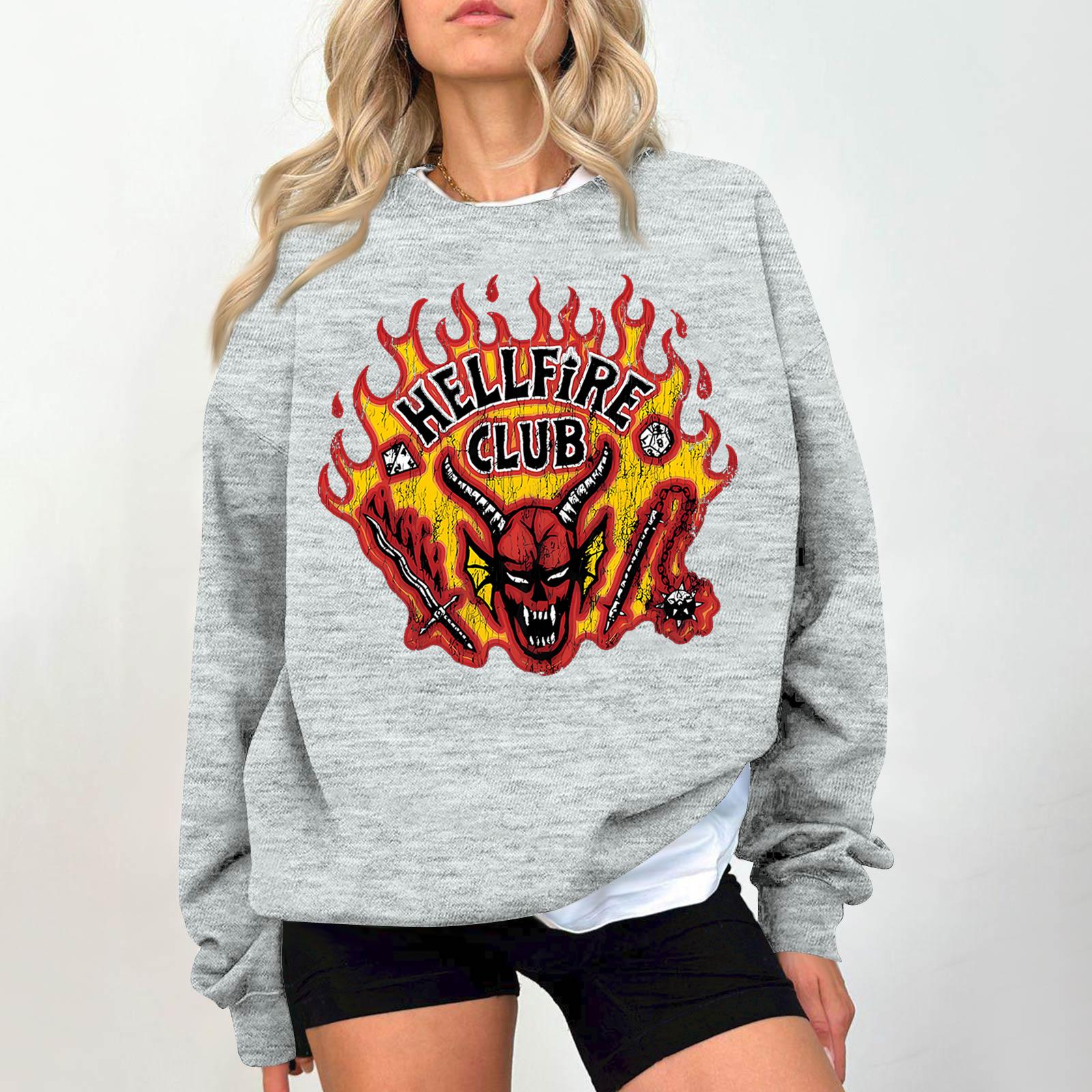 

Женский модный и повседневный свитшот с длинным рукавом, круглым вырезом и принтом XL