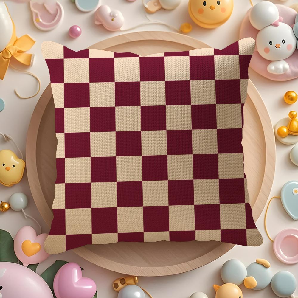Simple And Stylish Checkerboard Pattern Pillow Case Sofa Living Room Bedroom Headboard Backrest Cushion Square Cushion