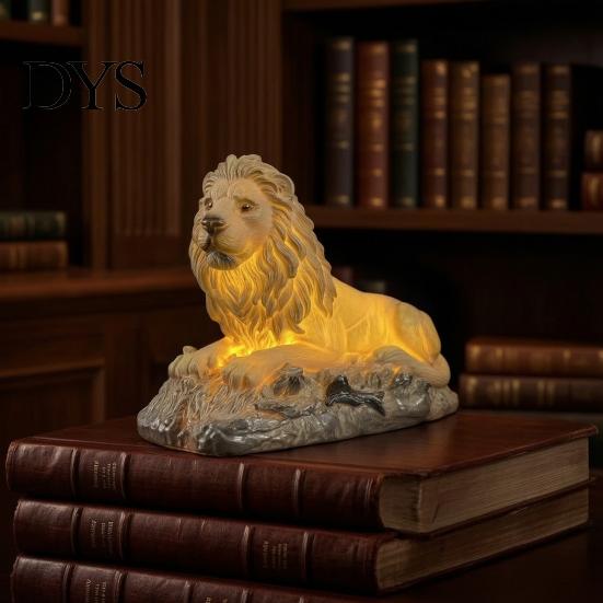 Resin LED Table Lamp for Bedside 3D Animal Night Light, Dolphin Owl Lion Sculpture Decorative Desk Light Lamp, USB Decor Bedroom, Warm Glow