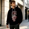 Men's Cotton Hoodie: Breathable 2D Hannya Tattoo Design, Comfortable Casual Trendy Sweatshirt for Halloween & Everyday Wear