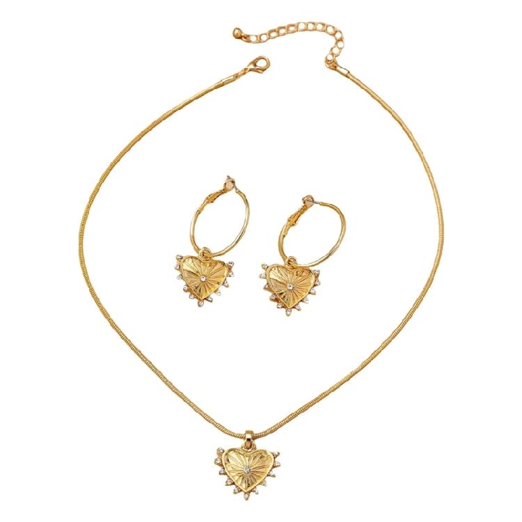 

Fashionable Alloy Jewelry Set Heart Rhinestones Necklace and Earrings Beautiful Jewelry Suitable for a Fashionable Look 1
