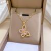 Titanium Steel, Empty Butterfly Zircon Full Diamond Temperament Gorgeous Full Diamond Necklace Female Versatile Collarbone Chain Titanium Steel Chain
