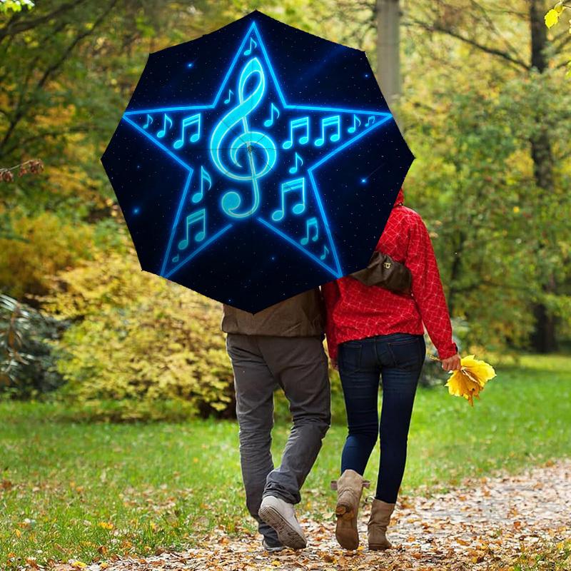 1pc Music Star Automatic Folding Umbrella, Heavy Duty 8 Rib Iron Frame,  Suitable for Travel, Daily Use, Birthday, Decor Gift  79