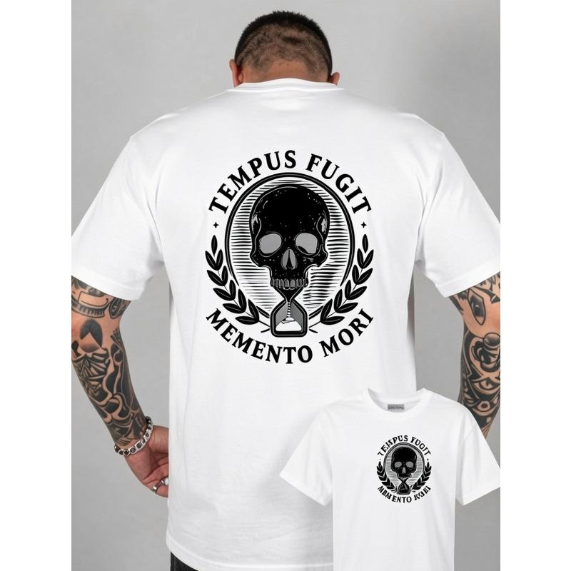 European sizes Men s Sports Short Sleeve Printed T-shirt Vintage Casual Men s T-shirt, Streetwear Skull S белый