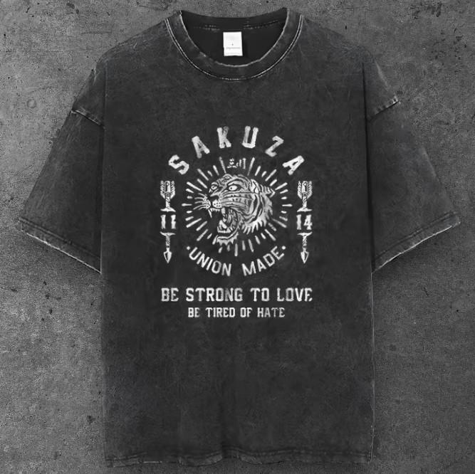 Unisex Roaring Tiger Oversized T Shirt Washed Black Retro Y2K Streetwear S-2XL S разноцветный
