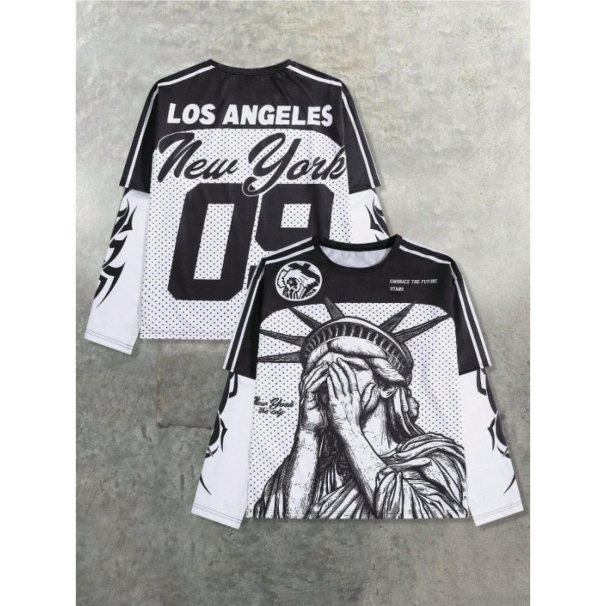 

FlowStreet Новая мужская футболка с длинным рукавом Повседневная Модная и Удобная с 3D-печатью узора S белый