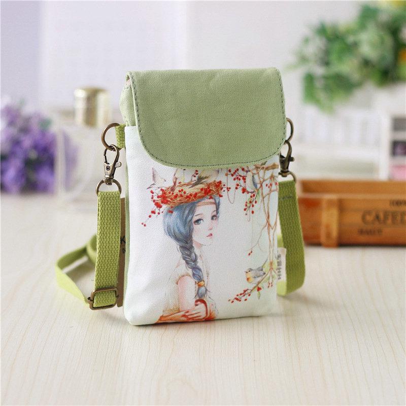 Spring/Summer Fresh Painted Women's Canvas Handbag & Crossbody Phone Bag