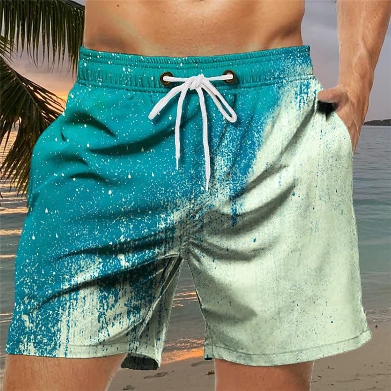Men's Color Gradient Graphic Prints Swim Trunks Swim Shorts Board Shorts Mid Waist Hawaiian Boho Casual