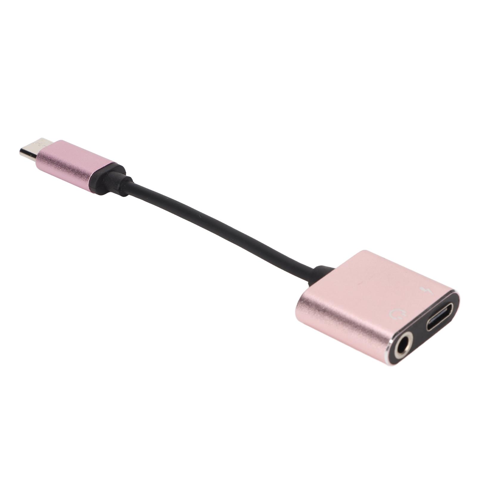 

2 in 1 Headphone Adapter Type C to 3.5mm Port Charging Port Mini Portable Earphone ConverterSilver рожевий