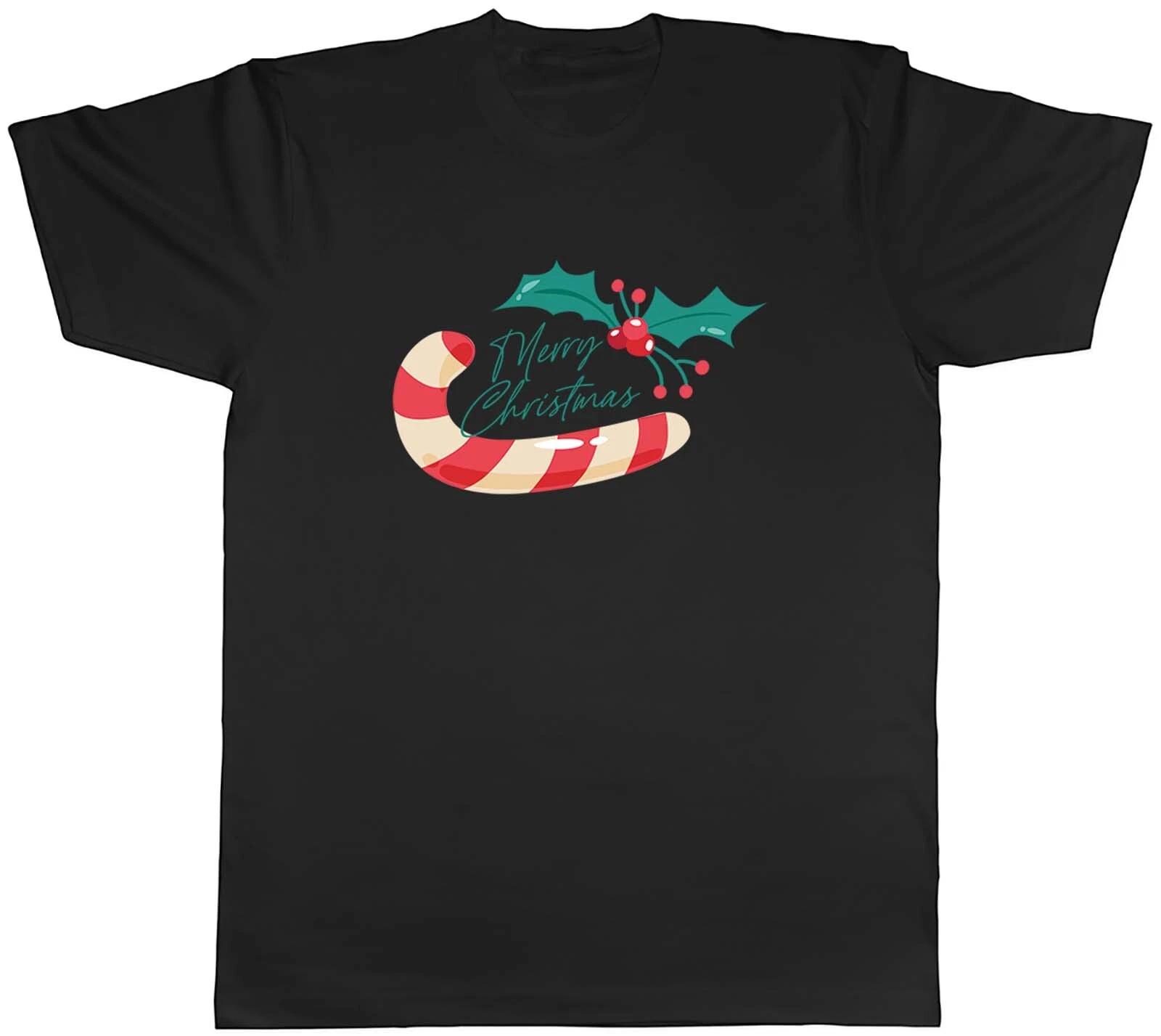 Merry Christmas Candy Cane Xmas Mens Unisex T-Shirt Tee Gift S