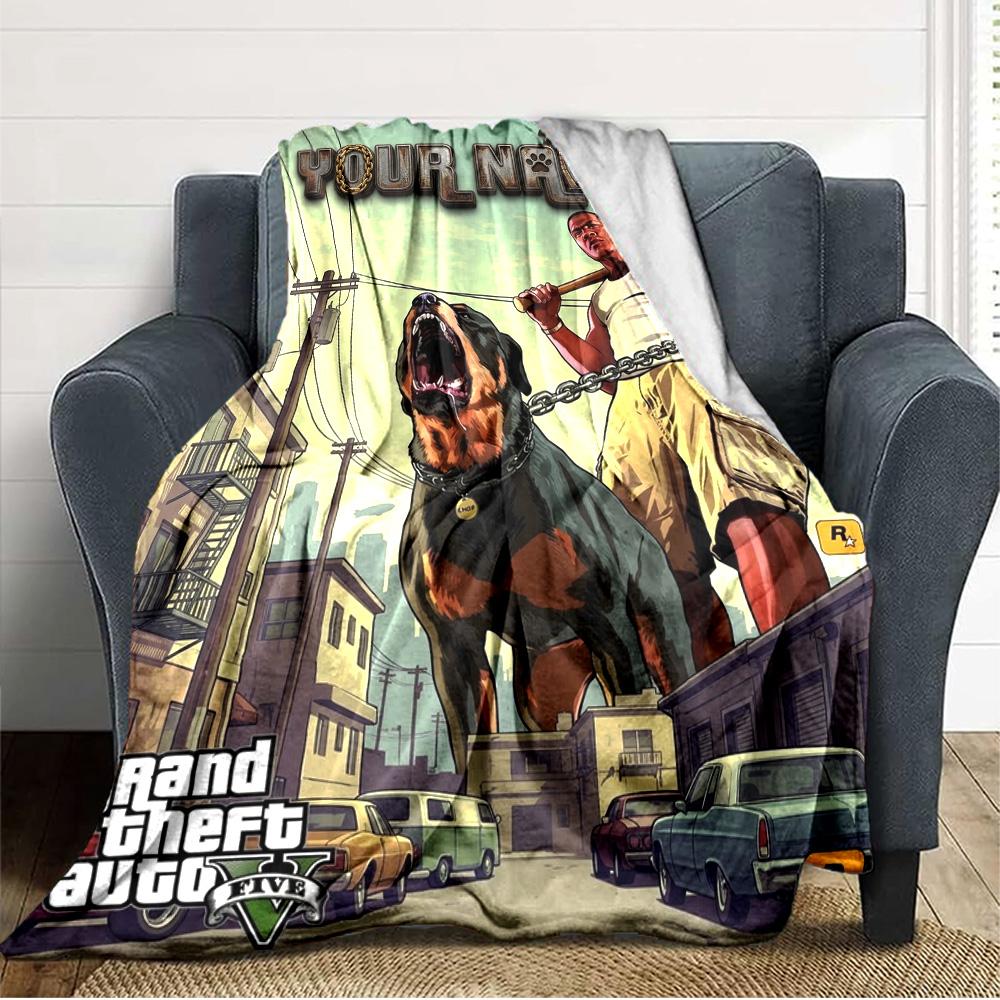 Name Custom Gta Print Flannel Blanket High Quality Warm Comfortable Cover for All Seasons Perfect for Gifts Home Decor
