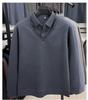 Herren Herbst/Winter Verdickter Samt Wolle Revers Zweiteiliger Lagenpullover für Mittleres und Älteres Alter