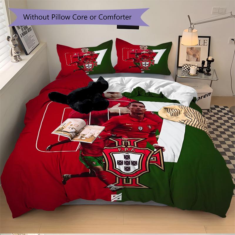 3Pcs Portugal'S Soccer Stars Shine Bedding Sets For All Sizes New 3D Printed Bed Cover Comforter Duvet Cover Pillowcase Bedroom Decoration