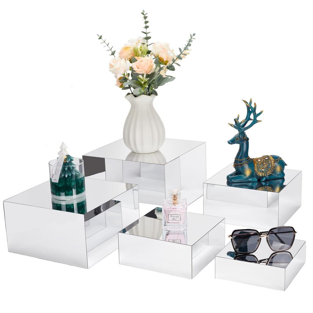 5pcs Acrylic Buffet Risers Wedding Mirror Multifunctional Parties Dessert Display Party Food Display Stand Cube Display Rack