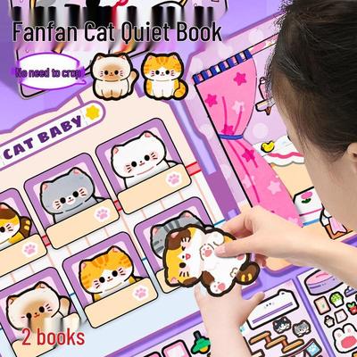 Livro Silencioso Fanfan Cat Adesivo Conjunto DIY