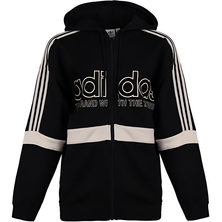 

Adidas Originals Tracktop Hood Striped Soft Comfortable Hooded Sports Jacket Women Jacket Black DH4211 XS