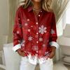 Women's Shirt Blouse Christmas Print Button Long Sleeve Casual Basic Shirt Collar Regular Top