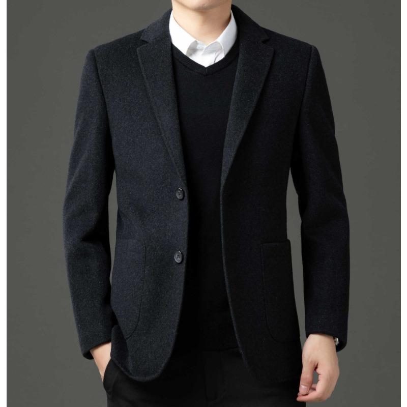 

Осенне-зимнее шерстяное пальто мужское модное костюмное воротник однобортное пуховое шерстяное повседневное пальто 195