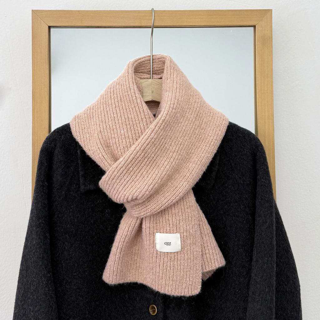 Blended Knitted Solid Color Korean Atmosphere Scarf Women's New Autumn and Winter Student Warm Scarf Men