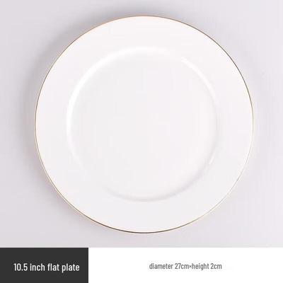 Chinese Style Gold-Rimmed Ceramic Dinner Plate