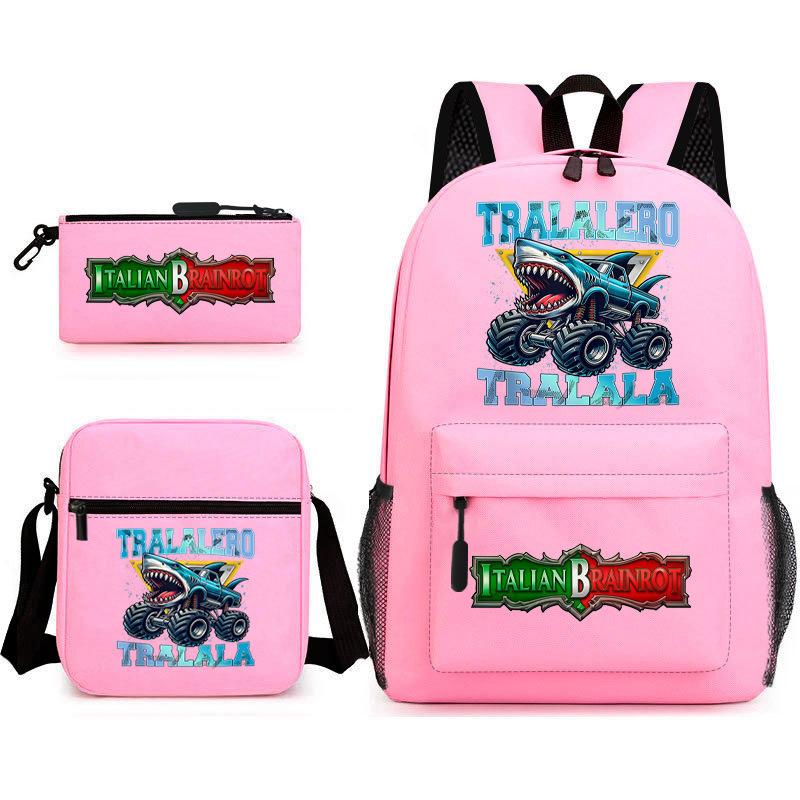 Cartoon abstract Shanhaijing primary school students and teenagers backpack schoolbag tongtongsahur three-piece set L