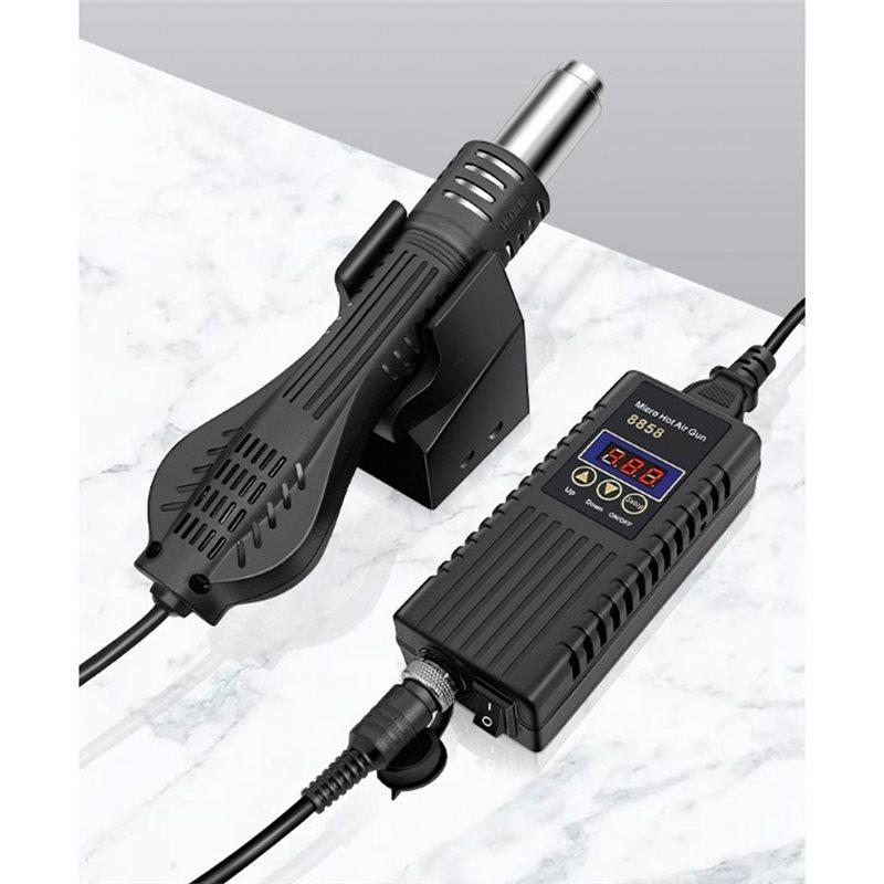 AT19-1Set Hot Air Rework Station, LCD Digital Display Soldering Hot Air Guns, Portable Mini Rework Dryer-Type Solder EU Plug