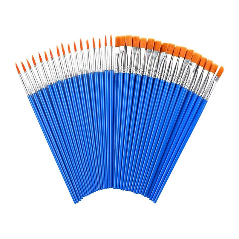 60Pcs Small Paint Brushes with Flat and Round Pointed for Acrylic Oil Watercolor Gouache Face Paint Brushes Small Paint Brushes