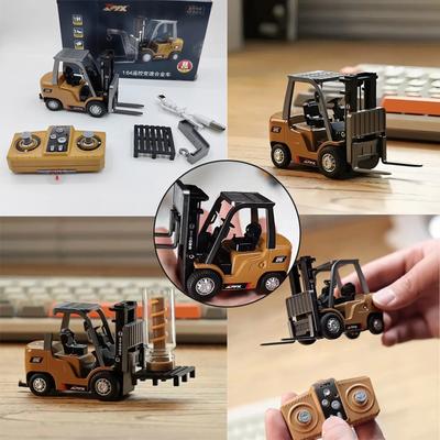 1/64 Carretilla Elevadora de Aleación Control Remoto Vehículo de Ingeniería Juguete de Escritorio Modelo Colección Regalo Para Niño Exquisito Regalo de Cumpleaños