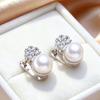 FENASY Natural Freshwater Pearl Earrings Silver Color Fashion Cubic Zirconia Clip Earrings for Women Birthday Gifts