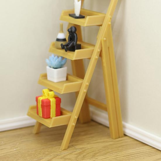 Miniatur-Leiterregal Mini-Etagenregal Spielzeug Winziges mehrstöckiges Lagerregal Modell DIY 1/12 Puppenhaus Möbel Dekoration Zubehör