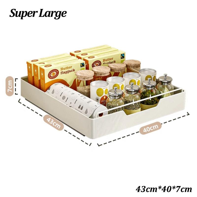 Kitchen Storage Box with Sliding Rail Pull-out Cabinet Storage Rack Spice Pantry Shelves Drawer Kitchen Organizer Basket