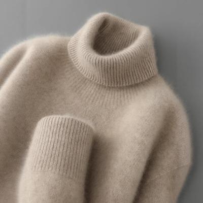 Suéter Grueso de Lana de Cuello Alto para Hombre - Tejido de Cachemira Pura para Otoño/Invierno