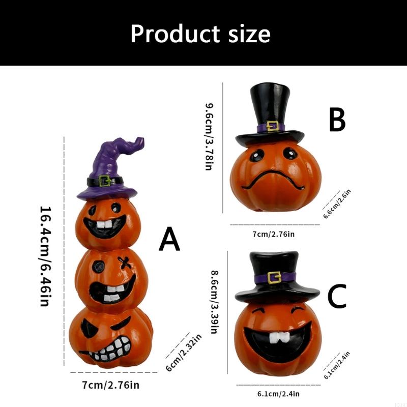 Horror Theme Resins Crafts Smiling Pumpkin Figurine For Halloween Shelf Decors HX6C