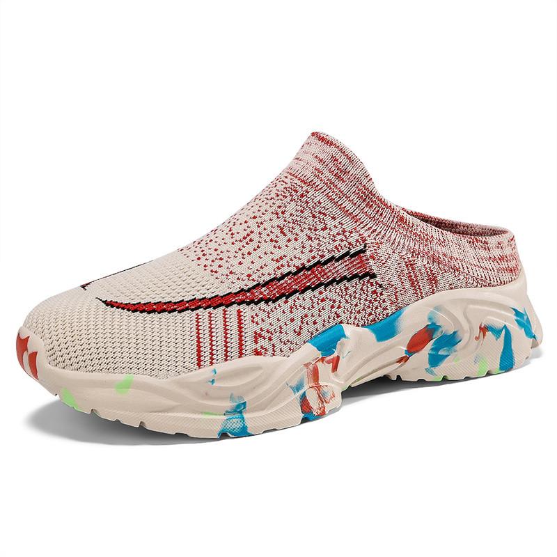 Trendy Yellow Orange Women's Summer Shoes Plus Size Comfortable Socks Loafers Women Platform Half Shoes Women Zapatos De Muje