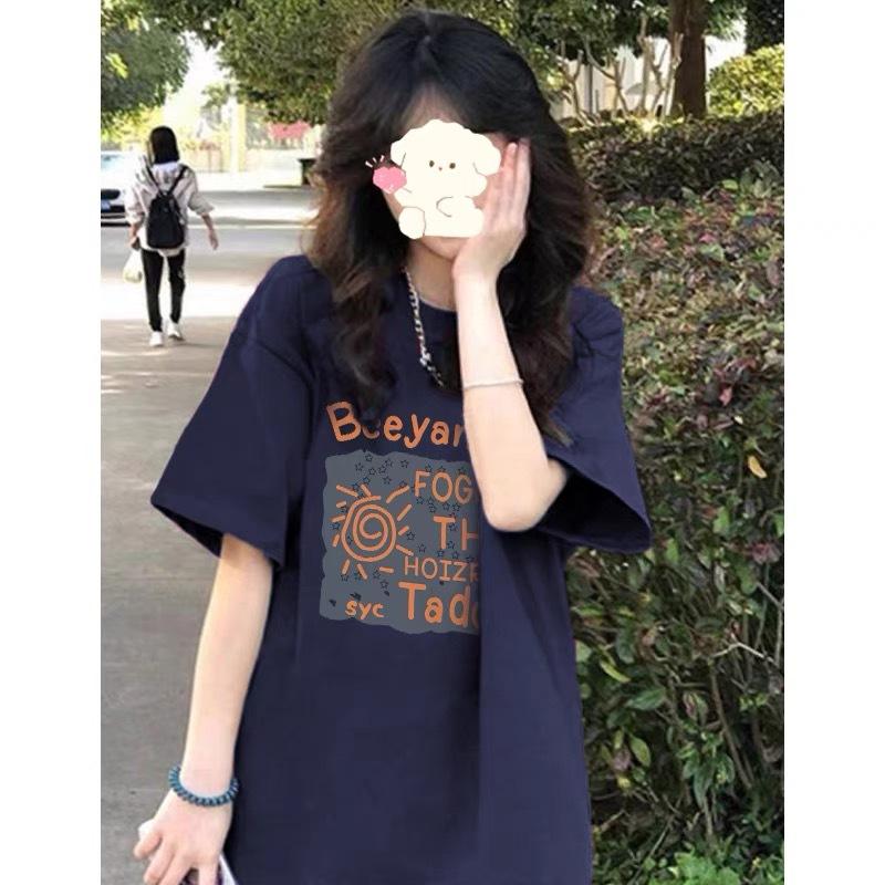 

navy blue cotton short-sleeved front shoulder t-shirt trendy brand half-sleeved women s summer 2025 new dopamine top S білий