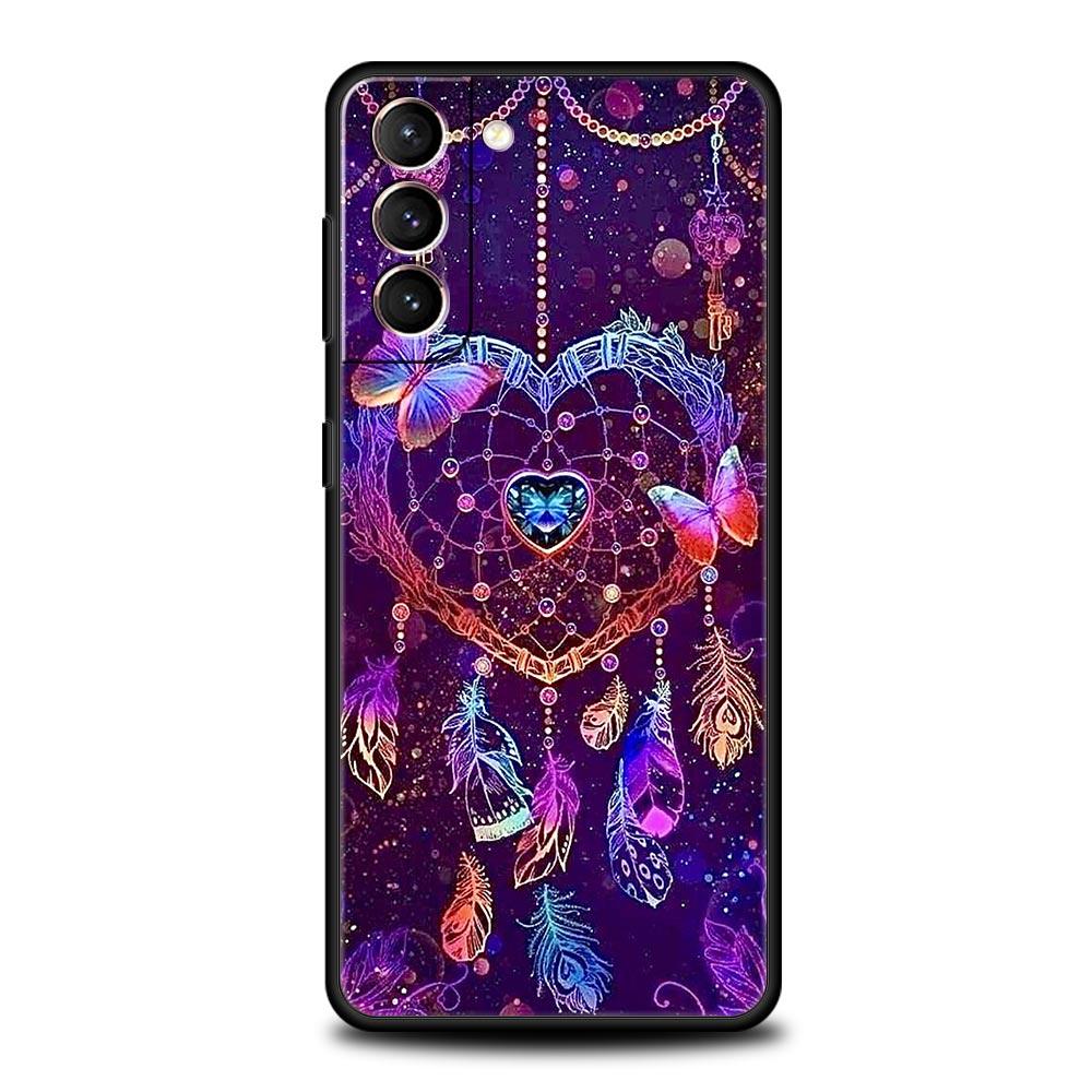 Cute Mandala Dreamcatcher Phone Case For Samsung Galaxy S26 Ultra S25 Plus S24 FE S23 S22 5G S21 S20 Cover Black Soft