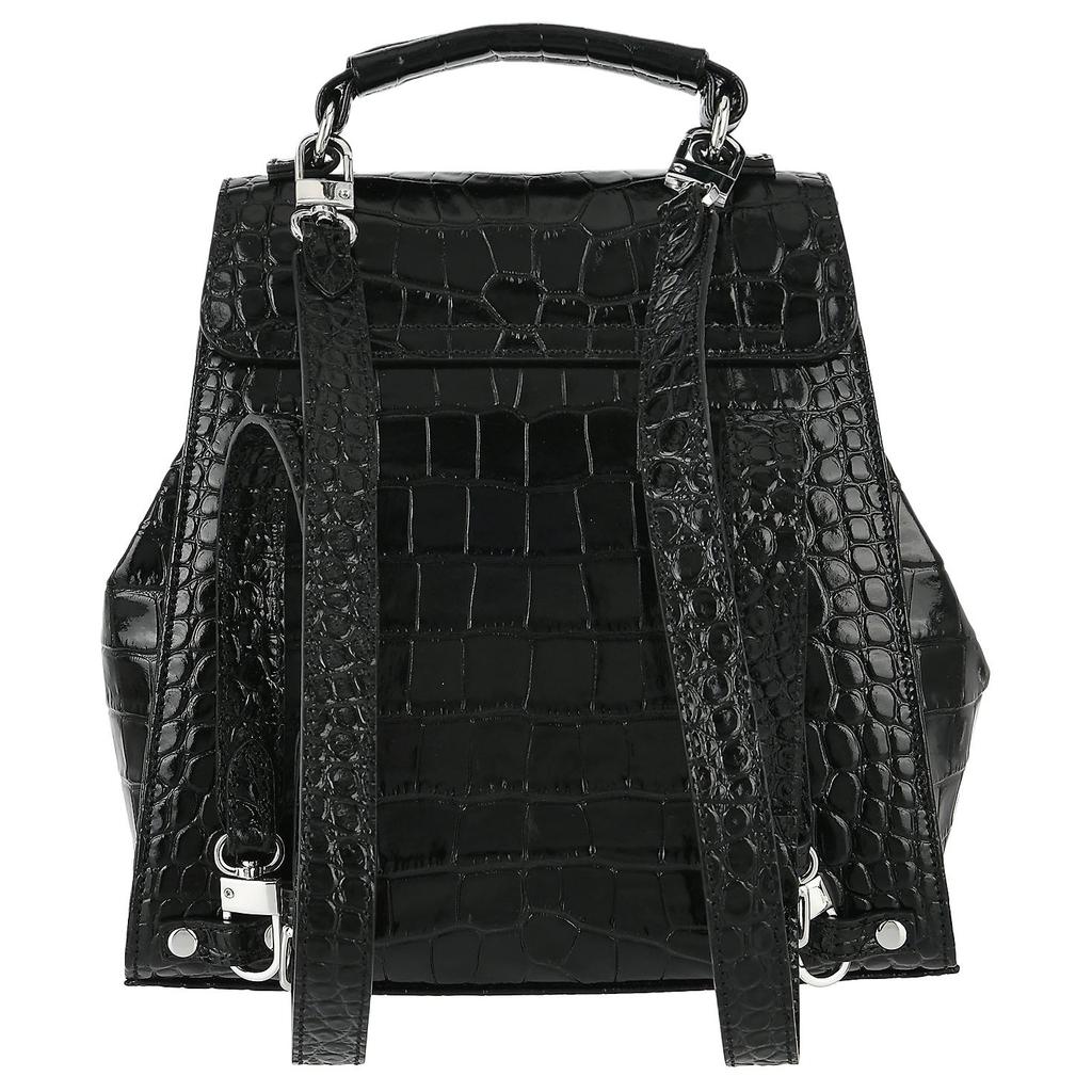 VIVIENNE WESTWOOD Saturn Logo Design Calfskin Backpack Women Backpack Black 4A020007U-L0098