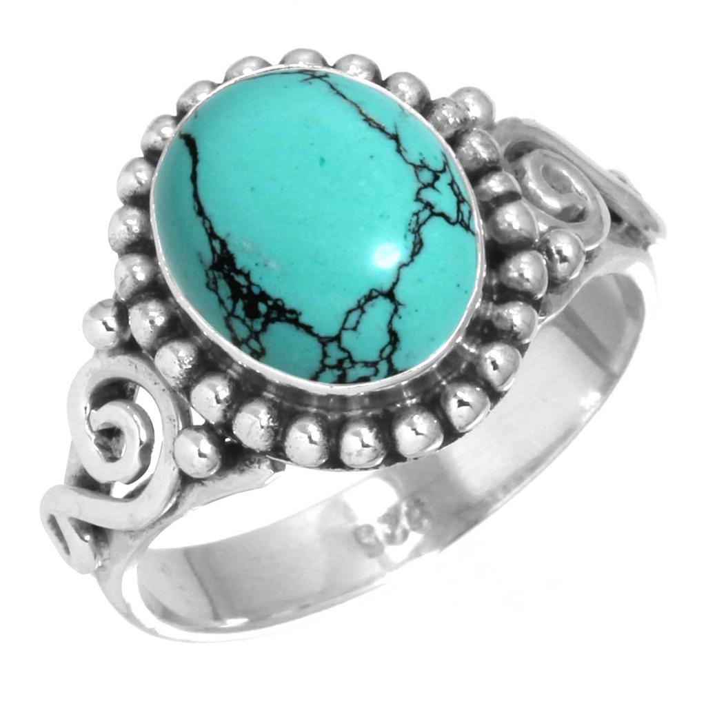 925 Sterling Silver Ring Women Gemstone Handmade Jewelry Thanksgiving Gift Blue Green Purple Copper Turquoise Pearl Lapis Mother Of Pearl Statement