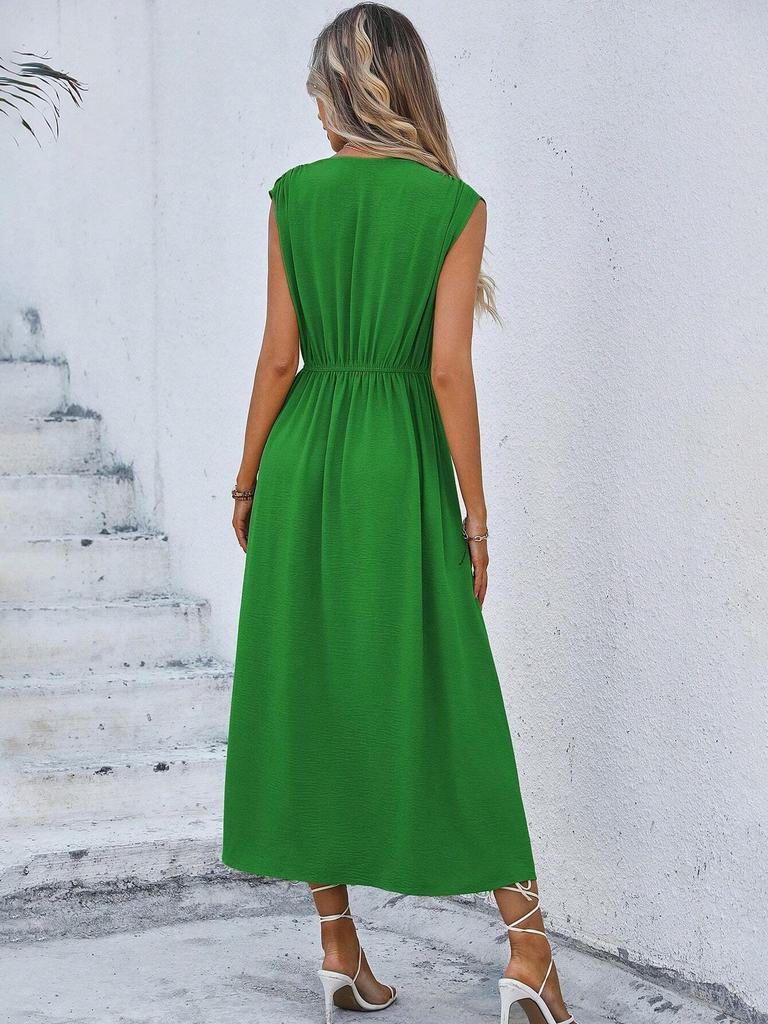 2026 Summer Women's Solid Color Elegant Lace-up Long Dress