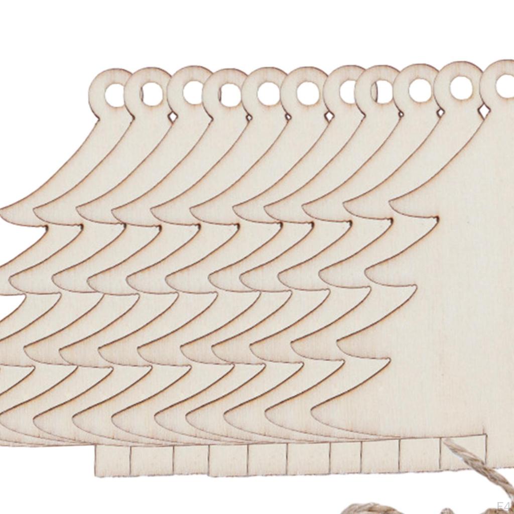 10 Pieces Christmas Tree Decoration Pendant Xmas Decor Blank Wooden DIY Craft Gifts Ornaments for