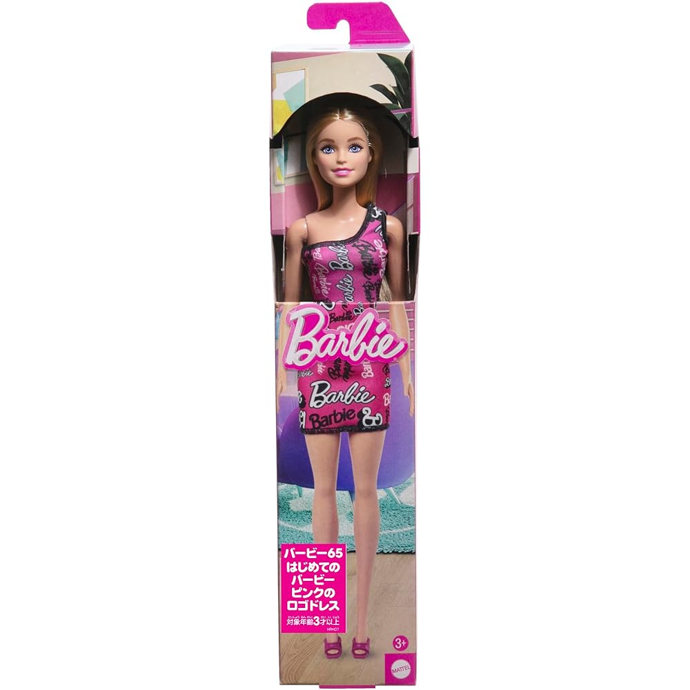 Barbie Pink Logo Dress Fashion Doll for Ages 3 and Up HRH07