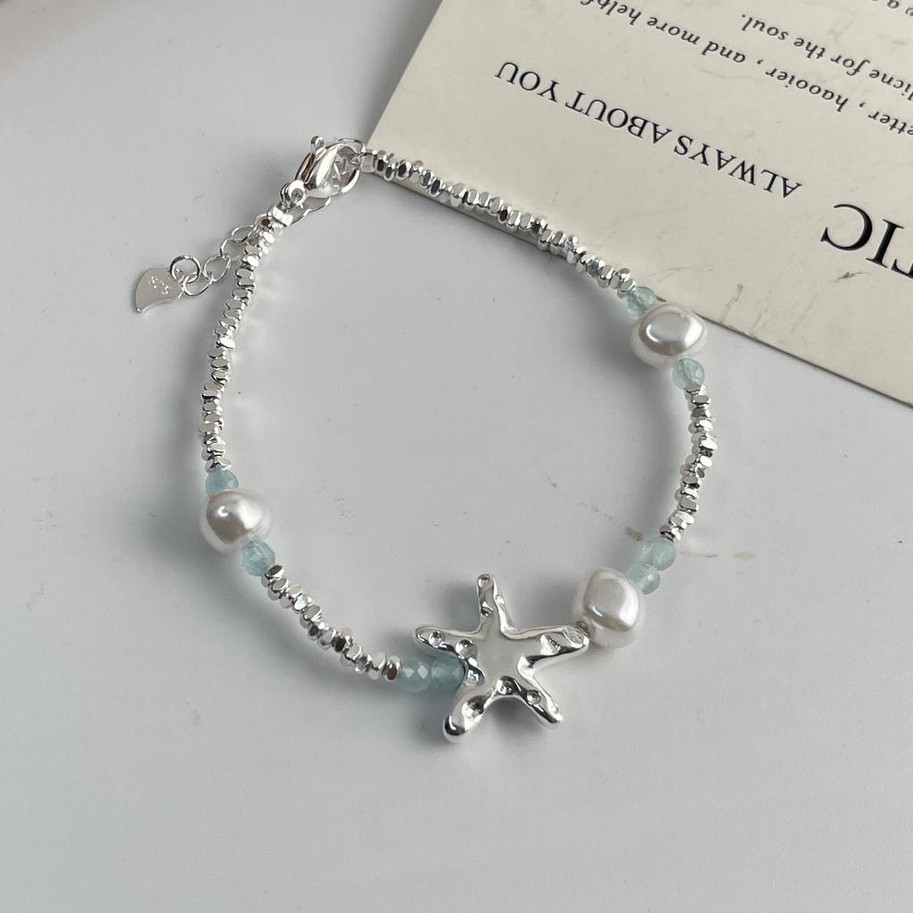 100% Solid 925 Sterling Silver Retro Bracelet for Women Men Vintage Handmade Starfish Shape Bracelet Birthday Gift