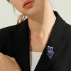 Brooch Owl Shape Sparkling Rhinestones Inlay Metal Pin with Black Eye Embellishment Compact Portable Accessory Coats Bags Hats Jewelry Gift