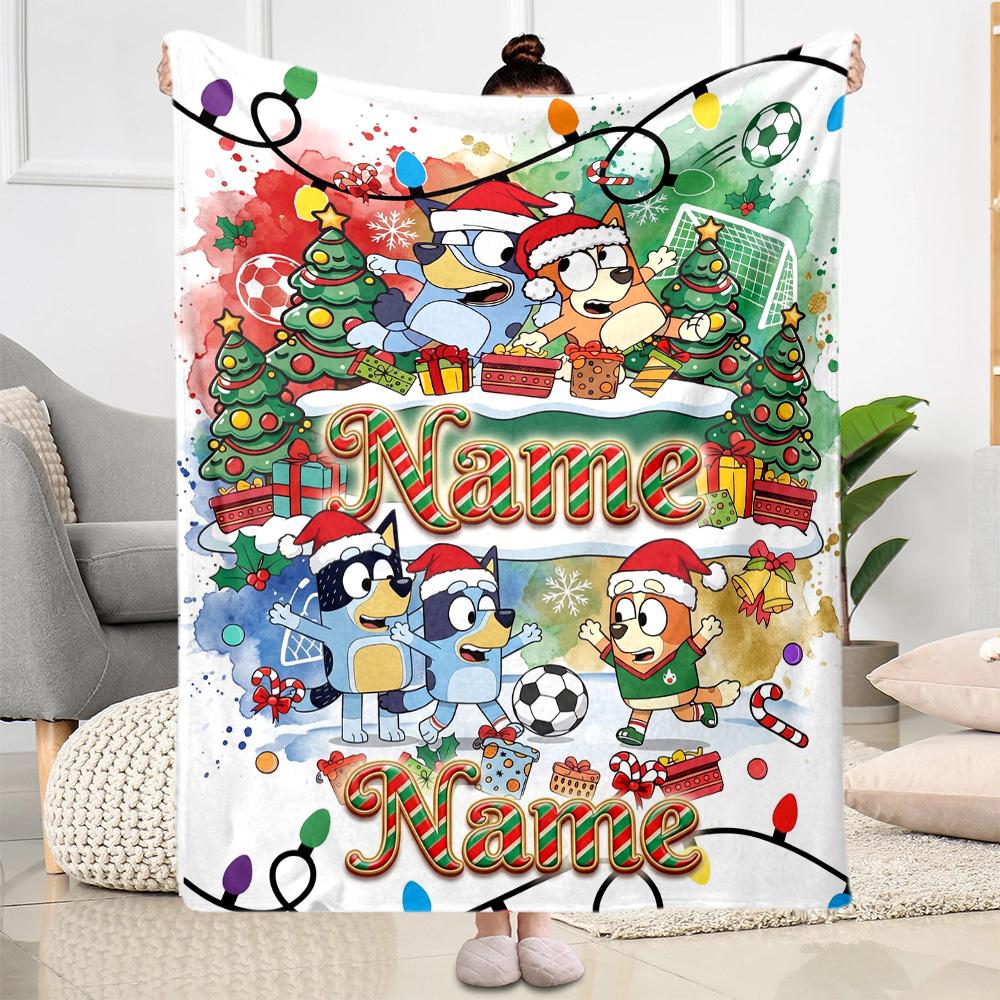 Christmas Adventure Pencilmates Customize Text Blanket Lightweight Personalized Blanket Warmthful Decor Perfect for Living Room Couch Sofa Picnics