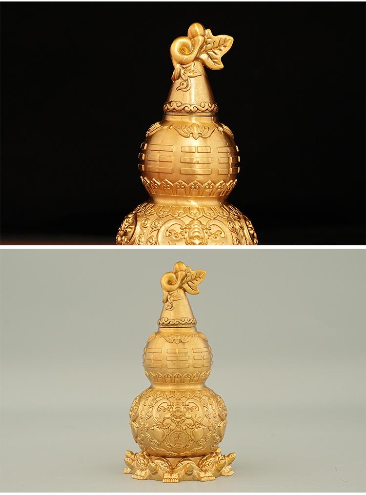 Brass Nine-Turtle Copper Gourd Bagua Desktop Decoration Ornament