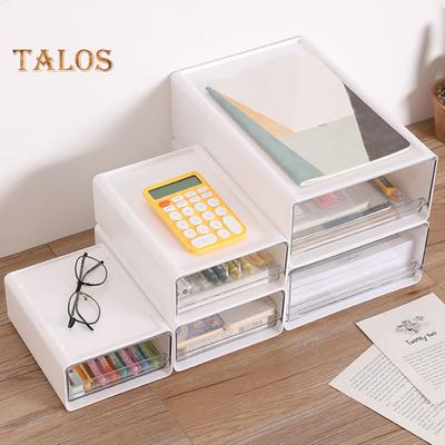 Tiroir de rangement de bureau en plastique transparent, boîte de rangement de bureau empilable pour fournitures de bureau, stylos, marqueurs, ruban adhésif, organisateur pour bureaux, chambres, cuisines