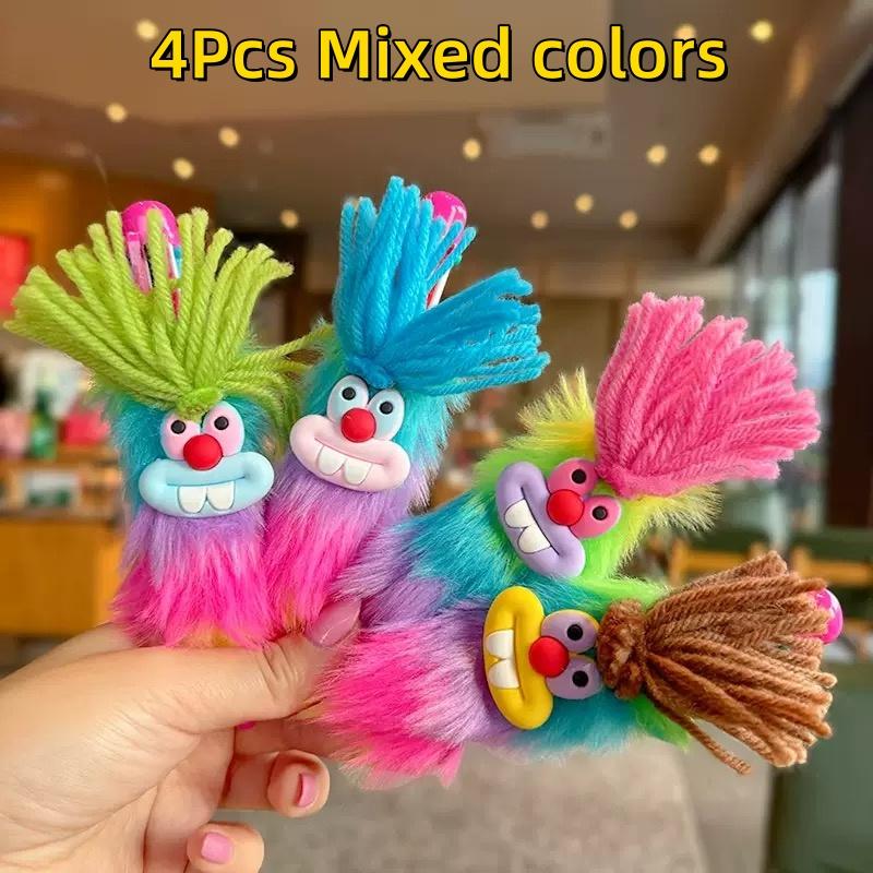 4Pcs Colorful Cute Plush Rabbit Black Ball-Point Pen For School Students Or Office Use Writing Stationery Student Exam Pens