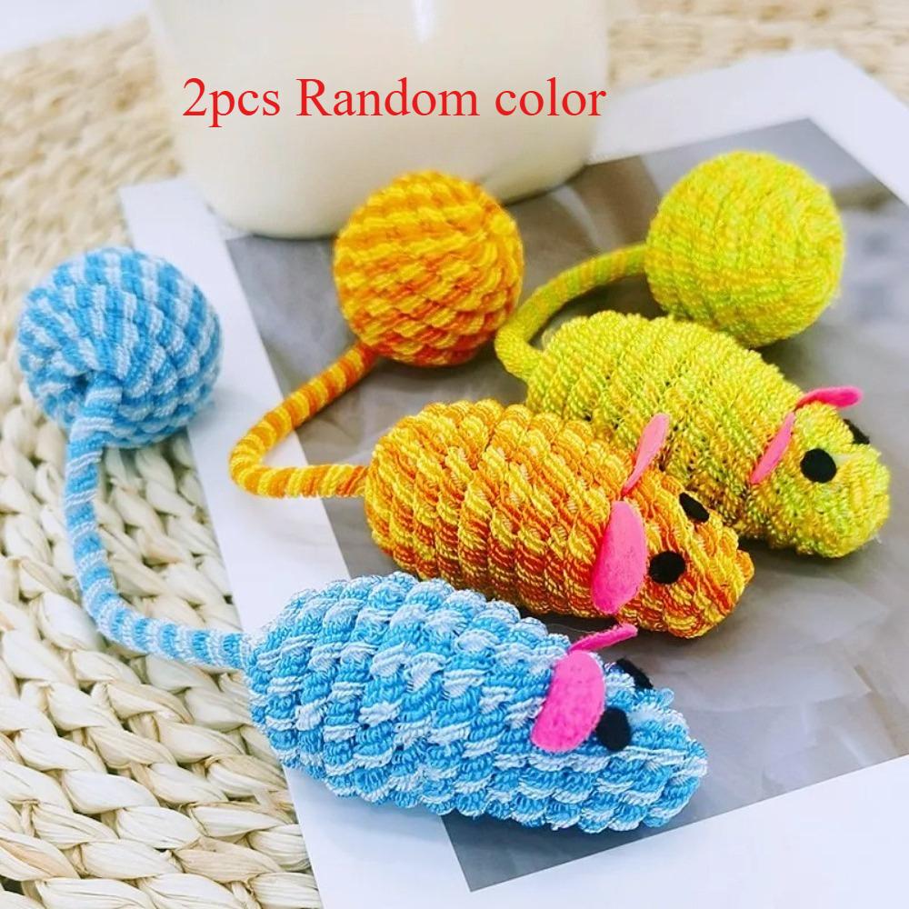 1pcs/2pcs Cat Toy Mouse Cat Toys Interactive Ropes Ball Toys for Cats Teasing Souding Mouse Cats Toy with Pet Supplies