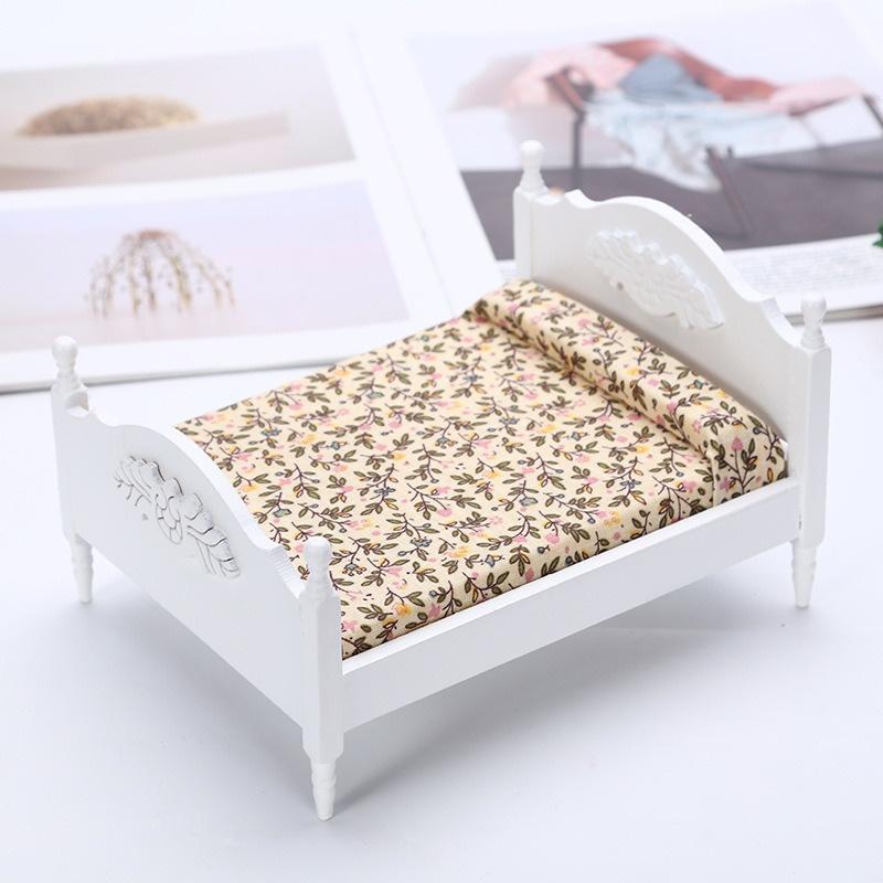 Kids Toys Dollhouse Furniture Mini Bed Set Miniature Living Room Kids Pretend Play Toy Wooden Toys Doll House Accessories